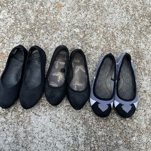 3 pairs of Skechers flats. Used 8-9